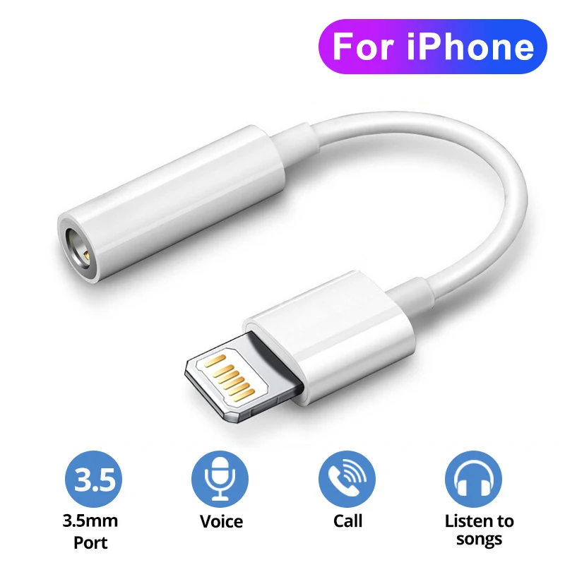For iPhone Aux Adapter Lighting to 3.5mm Headphone Adapter For iPhone