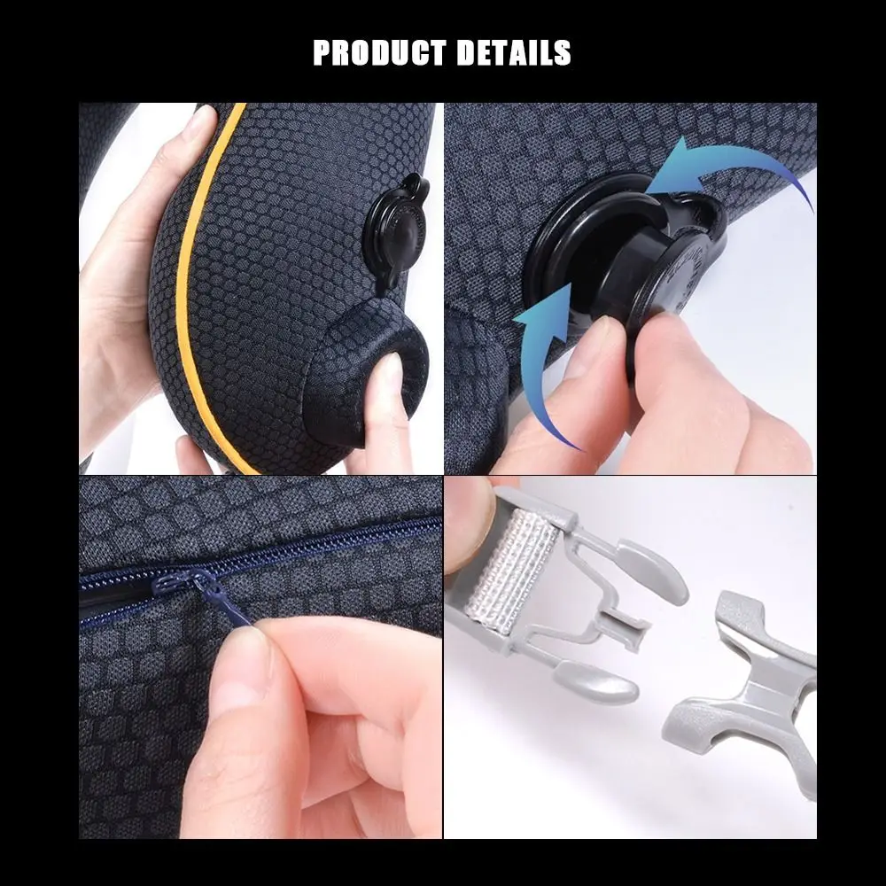 New U-shaped Travel Neck Pillow Elastic Fabric Foldable Inflatable Pillow Press Type Neck Support Cushion Airplane Pillow 4
