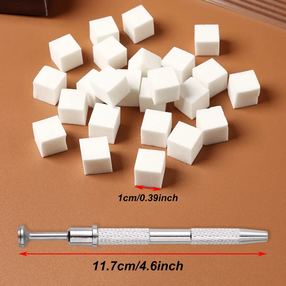 25/50/100pcs Soft Small Cube Nail Art Sponges + 1pc Grab Pen Set For Gradient Nail Effect Brush for Manicure DIY Supplies