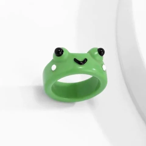 Smile Frog Rings For Women Girls Funny Personality Wholesale Cartoon Animal Chicken Frog Ring Fashion Jewelry Gifts