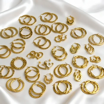 10Pairs/Lot Fashion Classic Charm Exquisite Geometry Stainless Steel Earrings For Women Mix Style Party Jewelry Accessories Gift