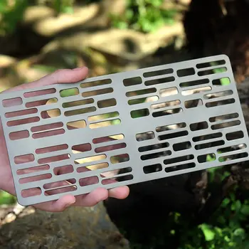 Titanium camping barbecue lightweight portable barbecue plate suitable for outdoor camping, hiking, survival, backpack, picnic,