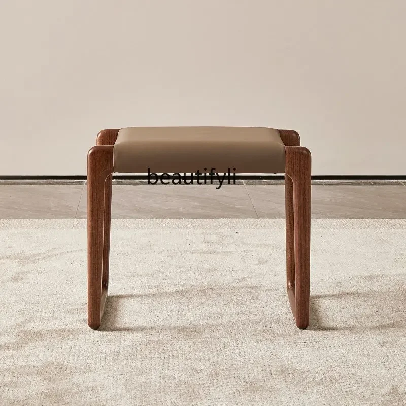 

North America Black Walnut Small Apartment Dressing Stool Soft Bag Low Stool Modern Minimalist Bedroom Makeup Stool furniture