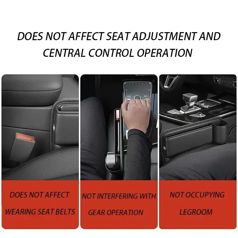 With Cup Holder Car Interior Accessories Auto Console Side Storage Box for Cellphones Car Seat Gap Organizer Pu Leather