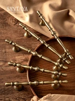Santaya Poignée de meuble en laiton antique, boutons d'armoires de cuisine Foy, poignées en bronze rétro, accessoires de garde-robe 3