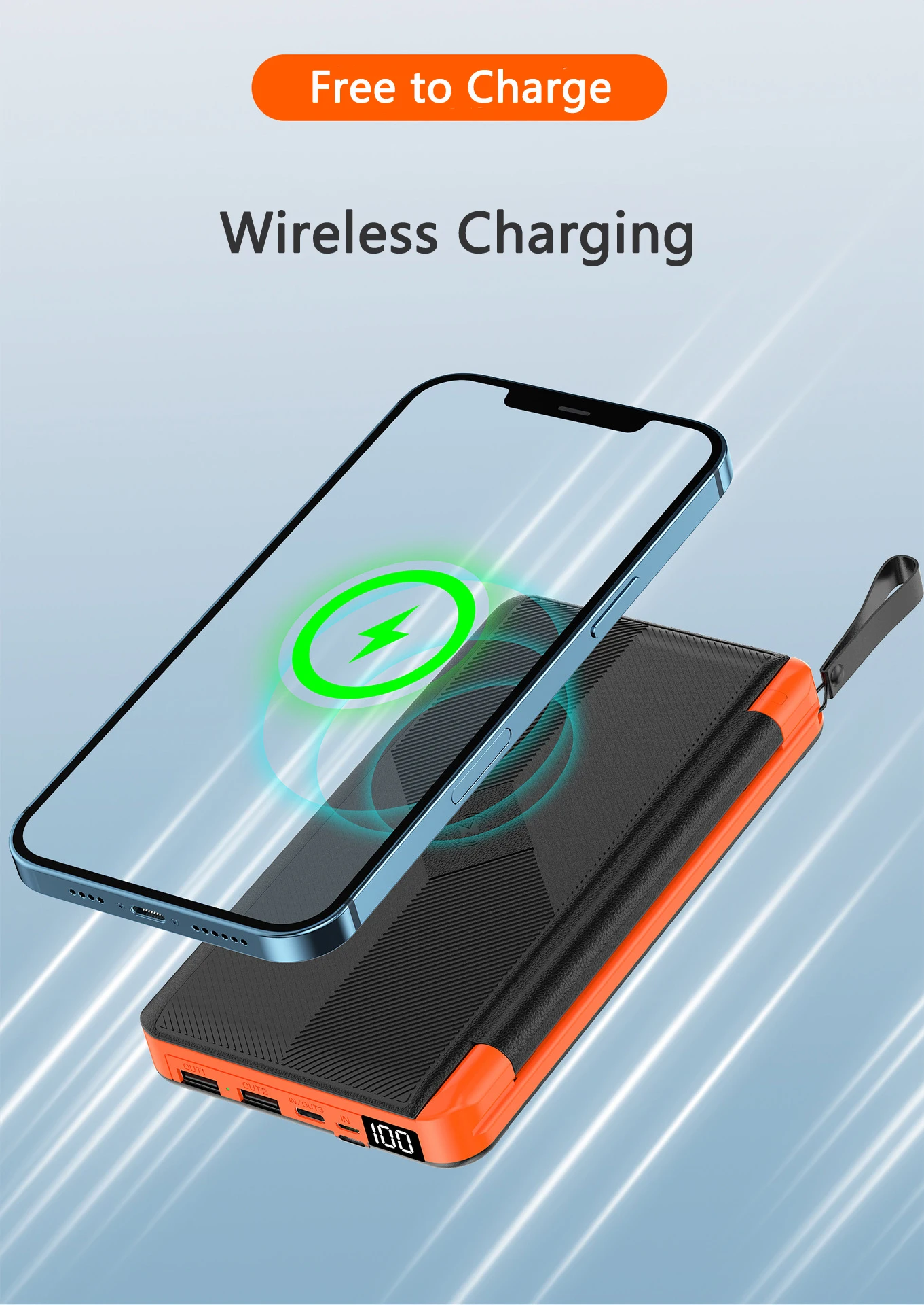 Solar Power Bank With 3 Panels 20000mah Portable Wireless Charger_voghion.com