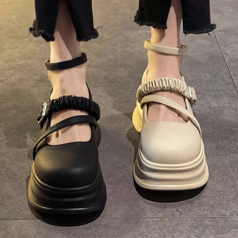 

2023 Autumn New Platform High Heels Women Shoes Chunky Mary Janes Sandals Pumps Dress Mujer Zapatos Designer Trend Rome Shoes