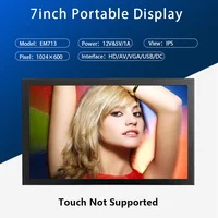 EM713 Mini écran industriel de 7 pouces HD 1024x600, moniteur compatible HDMI, panneau TFT, boîtier métallique avec entrée VGA AV DC BNC 5V/1A 1
