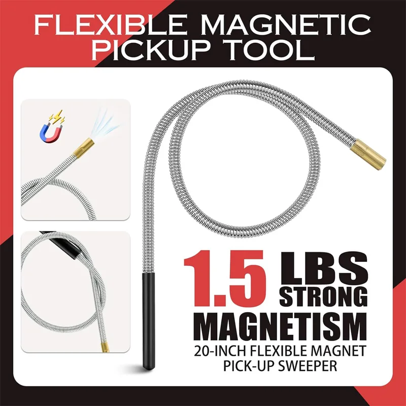 Flexible Magnetic Pickup Tool Extendable Magnetic Handheld Stick with Non-Slip Handle Retrieval Tools For Pick-up Screws Nuts