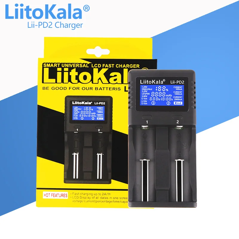 LiitoKala Lii-PD2 Lii-PD4 +car 1.2V 3.7V 3.2V 3.85V A/AAA 18650 18350 26650 10440 14500 16340 NiMH battery charger