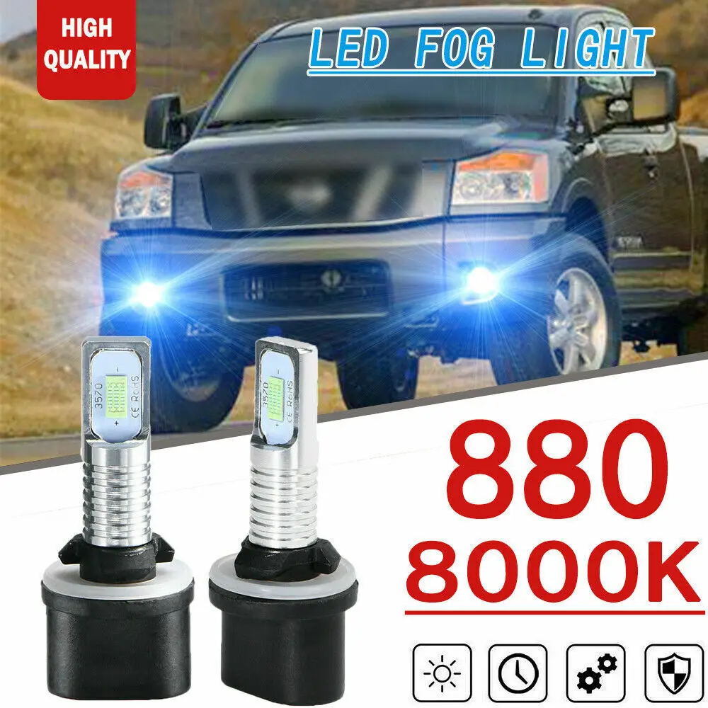 

2x 880 70W 8000K Ice Blue LED Fog Light Bulbs Replacement Kit For Nissan Titan