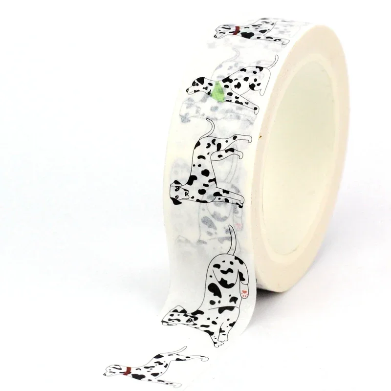 NEW 1PC 10M Decor Cute White Spotted Dalmatian Dog Washi Tape for Craft Journaling Adhesive Masking Tape Stationery 3