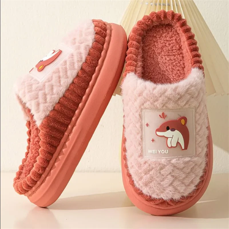 

Мужские хлопковые домашние тапочки, теплые Нескользящие тапки на толстой подошве, шерстяные тапки для дома, обувь для пар, зима