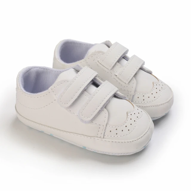 Baby Shoes Boy Newborn Infant Toddler Casual Comfor Cotton Sole Anti-slip PU First Walkers Crawl Crib Shoes Baptism Slippers C-689 white