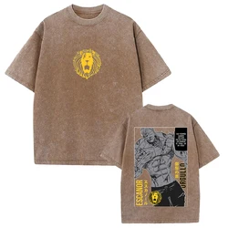 Vintage Washed Manga Graphic T - Shirt - Unisex Oversized Cotton Tee - XXL (Khaki)