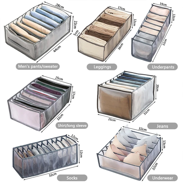 Underwear Drawer Organizer Storage Box Foldable Closet Organizers Drawer Divider Storage Boxes For Underpants Socks Bra 6