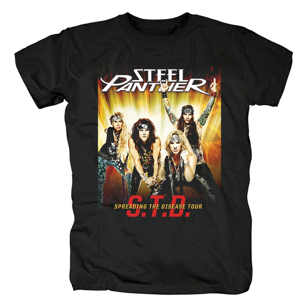 

The Steel Panther T-Shirt American Comedic Glam Metal Band Black Tee