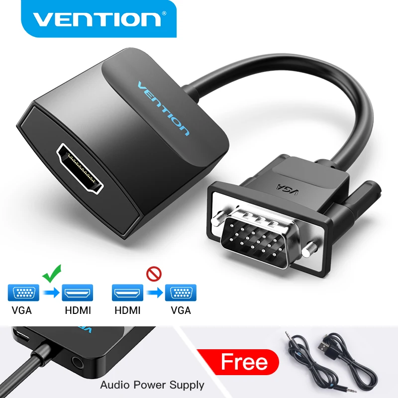 VGA to HDMI Converter Vention VGA to HDMI Adapter 1080P VGA Male to HDMI Female Converter Cable With Audio USB Power for PS4/3 HDTV Converter