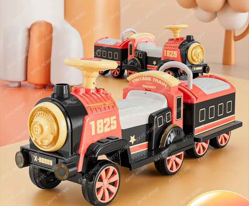 

Children's Train Toy Portable Electric Car Remote-Control Automobile Four-Wheel Car Double Seat Toy Car