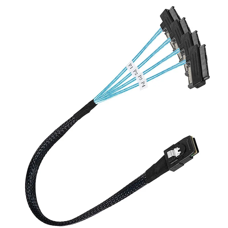 Mini SAS 36 Pin SFF8087 To 4 SAS 29 Pin SFF8482 Cable Connectors with