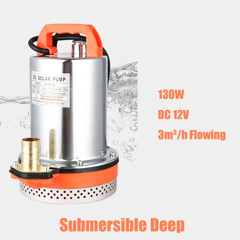 Bomba Submersível de Elevador Grande para Construção de Terrenos e Terrenos Agrícolas dc 12v 130w 8m Aço Inoxidável