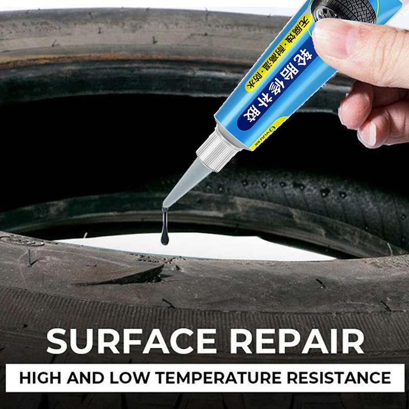 Pegamento líquido para reparación instantánea de neumáticos de coche, pegamento de goma fuerte, resistente al desgaste, adhesivo no corrosivo, negro