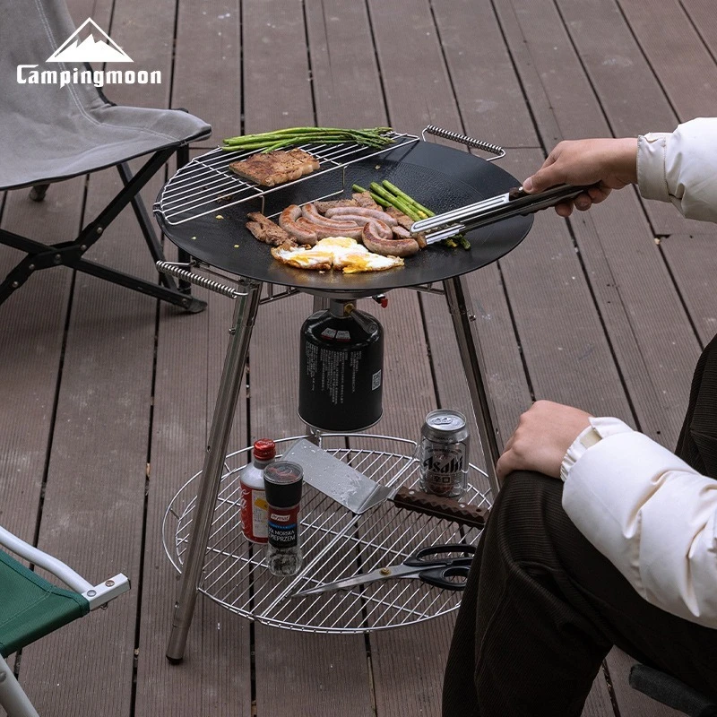 Stainless Steel Folding BBQ Grill with Cast Iron Fry Plate 3