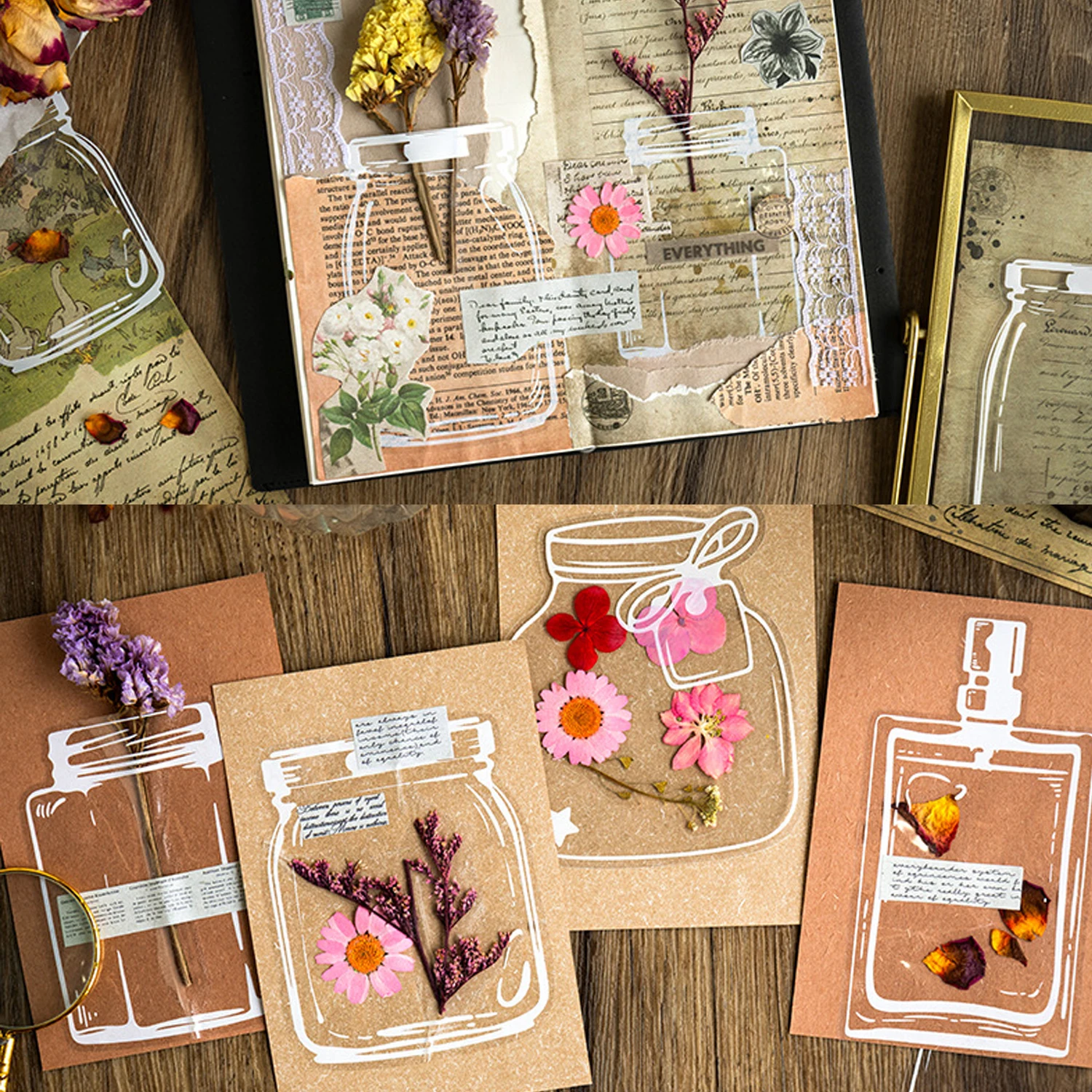 20pcs DIY Handmade Creative Bookmarks Plant Specimen Collection Cards Carolfan Transparent Dried Flower Bookmarks floral painting bookmark bookmarks stationery supplies retro flower bookmark