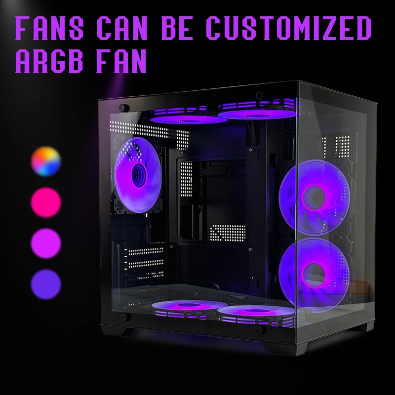 MANMU Hot Sale Tempered Glass Panel Computadora Matx Gaming Pc Case Gaming Computer Cases-Only Case