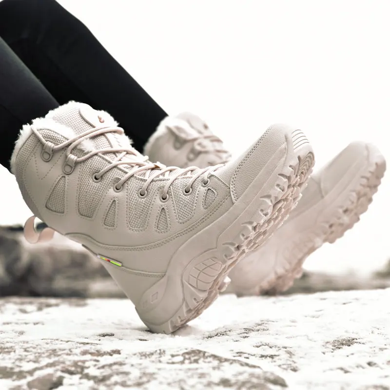 

2023 Winter Men Shoes Plus Cotton Military Boot Combat Mens Ankle Boot Outdoor Hiking Shoes Work Safety Shoes Motorcycle Boots