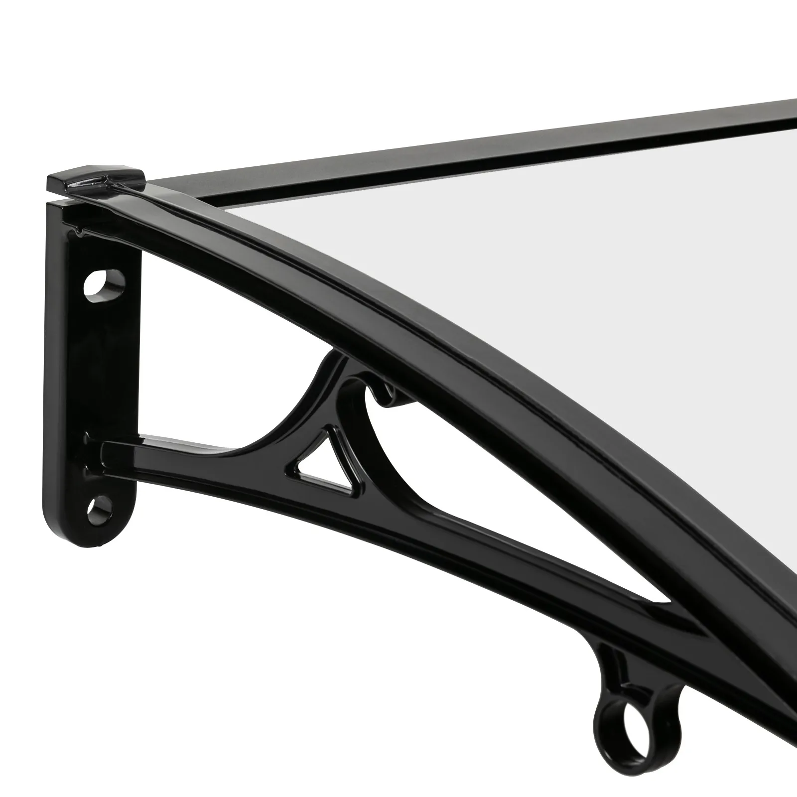 Bogenförmiger Regenschutz-Überdachung Transparent & Schwarz Aluminiumlegierung Markise 440 lbs Tragfähigkeit Wetterfest UV-/Hagel-/Schneeschutz – Detail 7