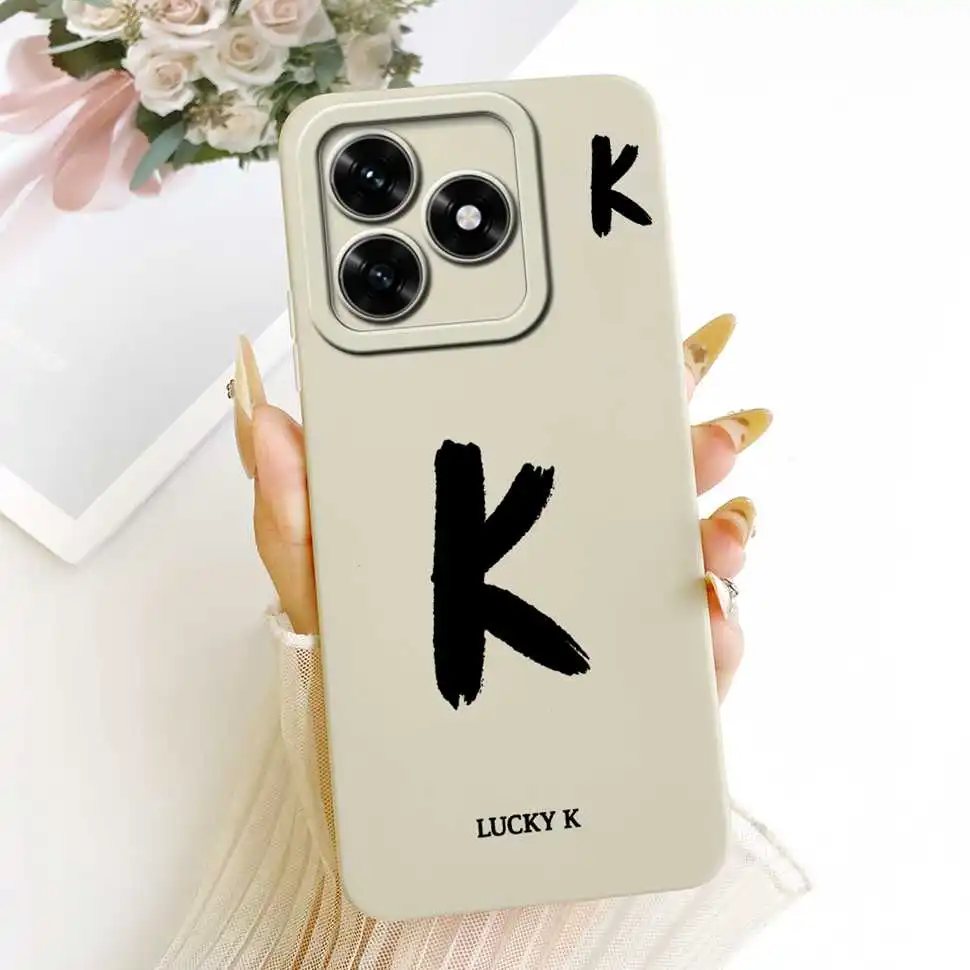 Silicone Soft Phone Back Cover with Lucky Letters - 6.74 Protective Case