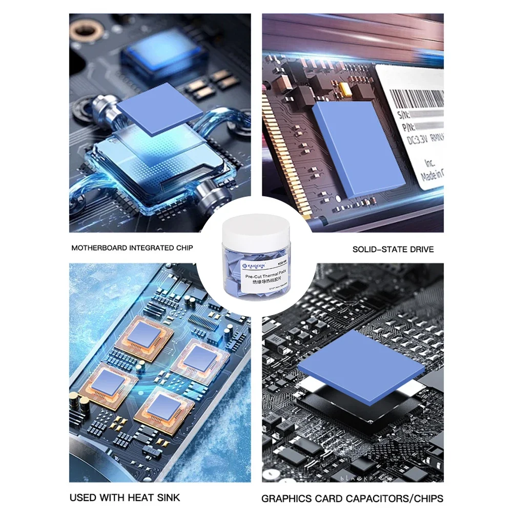 100Pcs/Set 2UUL Thermal Silicone Pads 12x12x1.5mm Pre Cut Mat for Phone iPad Macbook MotherBoard GPU CPU Repair Heat Dissipation