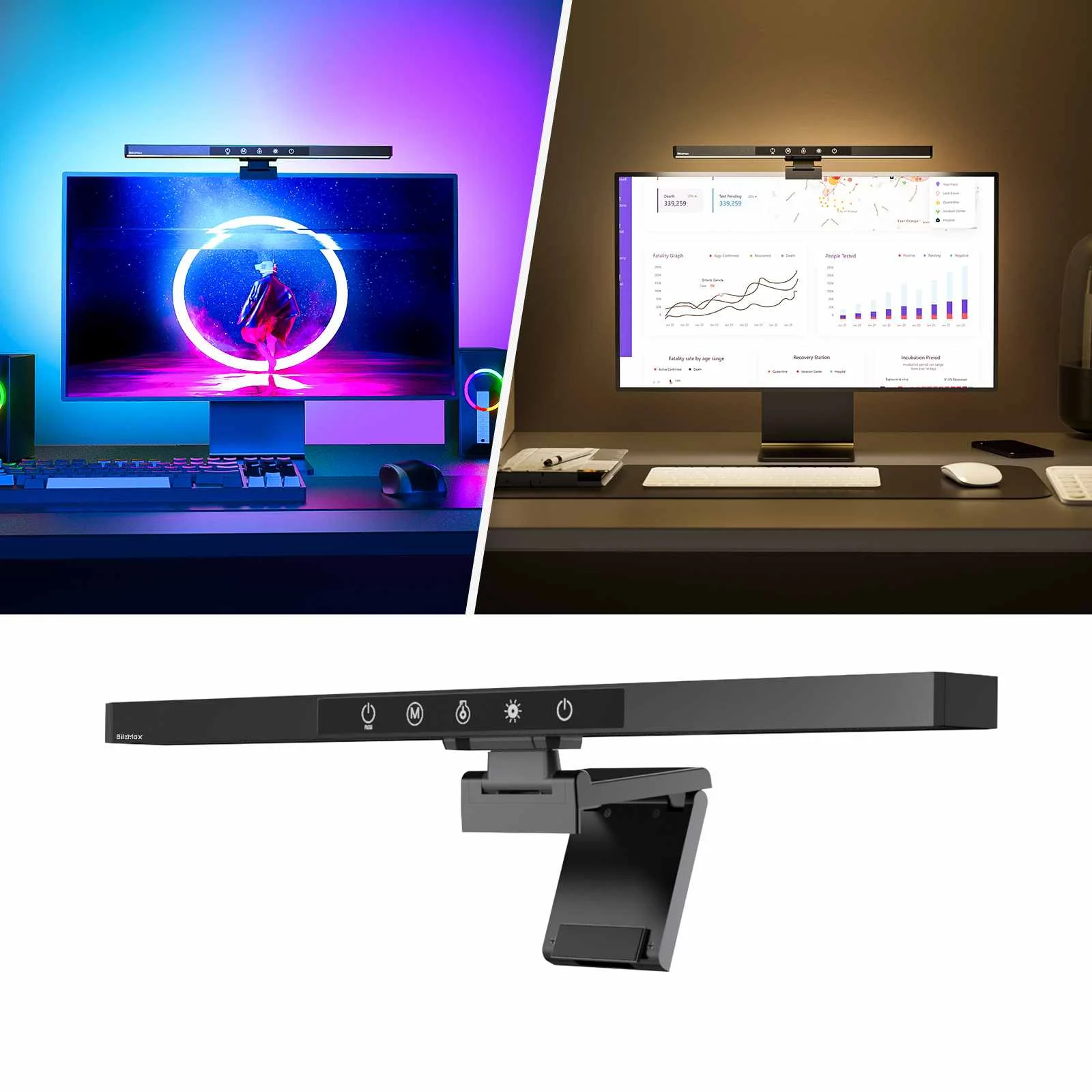 Blitzmax-lâmpada do Monitor do Computador Barra Clara do Rgb Cor Ajustável 5v 2a para a Casa e o Escritório - Imagem 6