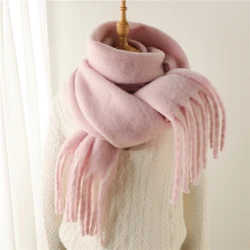 Women's Luxury Cashmere Winter Scarf - Soft, Warm, and Stylish Wrap with Tassel Details (WT77-3)