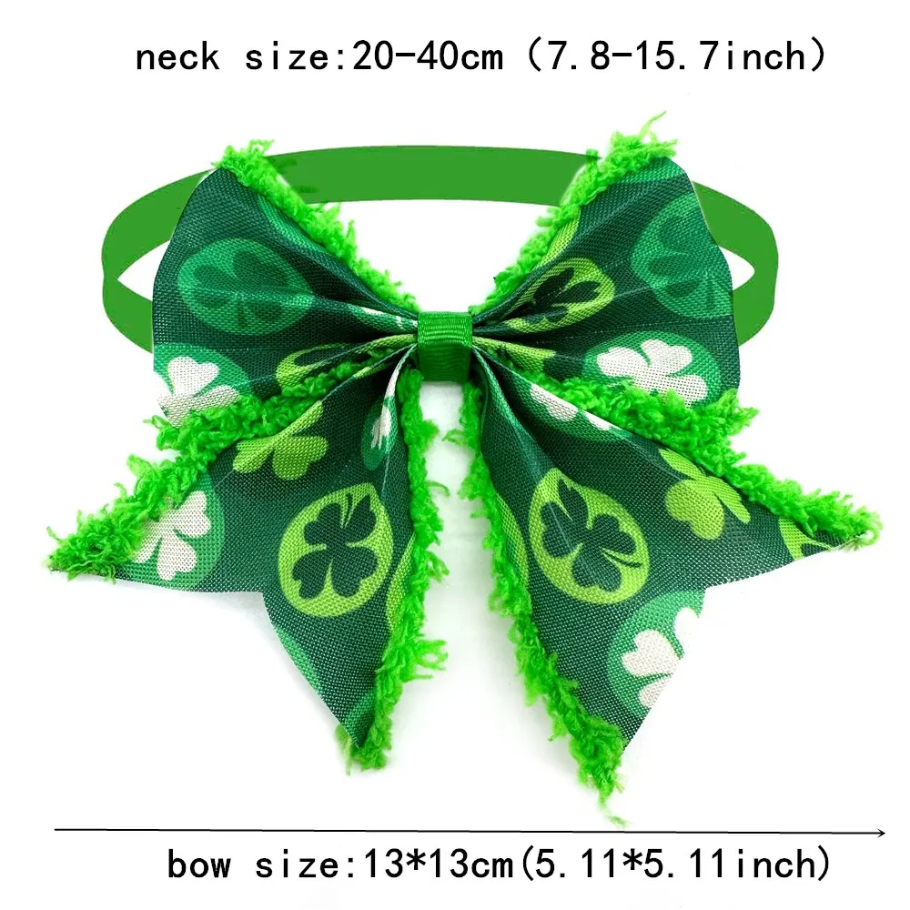 50/100pcs Dog Neckties Bowties ST Patrick's Day Clover Dog Cat Bows Pet Puppy Bow Tie Dog Grooming Accessories Green Bows 2