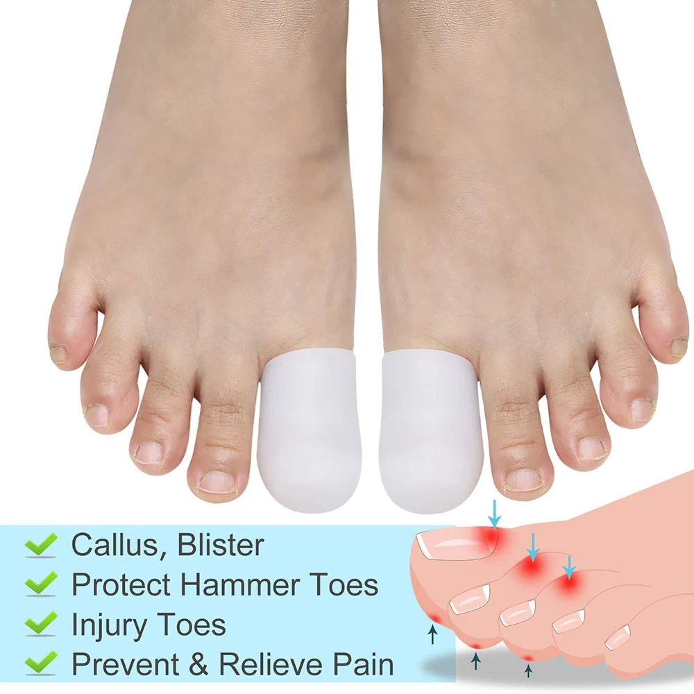 Pexmen 2/4 Stück Gel-Zehenabdeckungen für große Zehen, schützen die Zehen vor Einreiben eingewachsenen Zehennägeln, Hühneraugen, Hornhaut und Blasen, große Zehenschutz