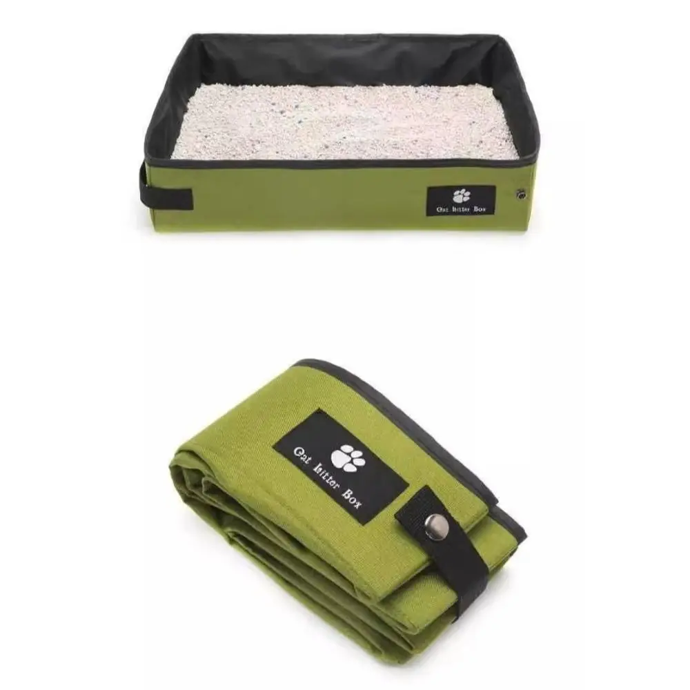 Easy To Clean Waterproof Portable Cat Litter Box Folding Reusable Pet Garbage Bin Oxford Cat Litter Potty Apartment