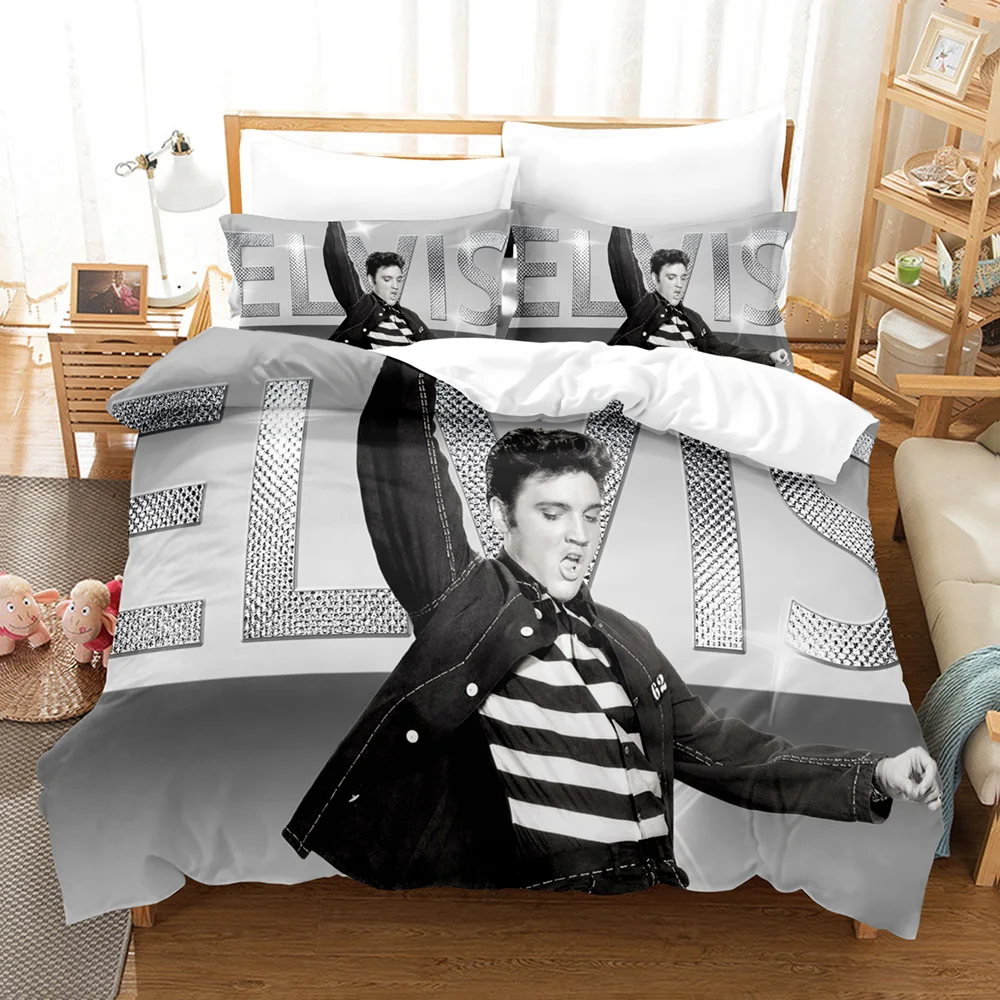 Elvis Presley Bedding Set Single Twin Full Queen King Size Elvis Presley Bed Set Aldult Kid Bedroom Duvetcover Sets 3D Anime 034 