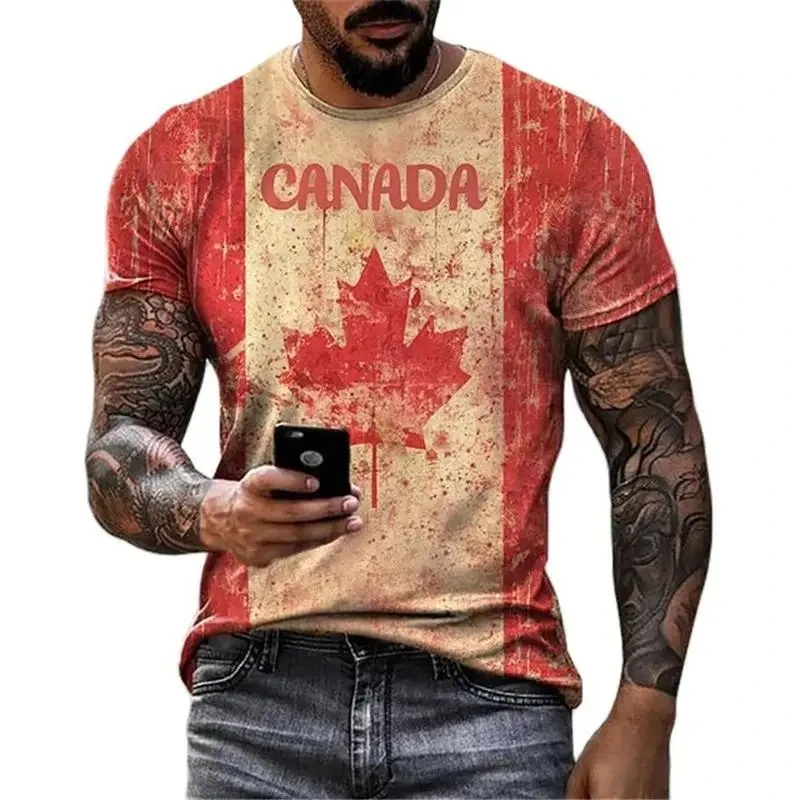 

Canadian Flag Graphic T Shirts Fashion Canada Maple Leaf 3D Printed T Shirt For Men Casual Streetwear Ropa Hombre Vintage Tops