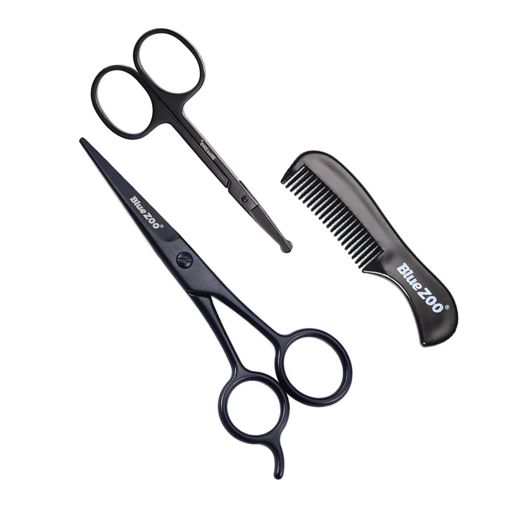 

3PCS Beard with Comb Beard Grooming Portable Beard Scissor Vibrissa Scissor with Case for Men Hair Nursing