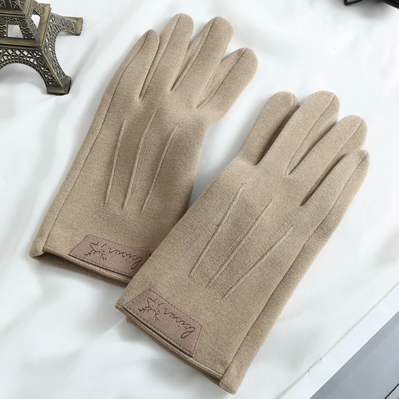 Winter Keep Warm Touch Screen Plus Velvet Inside Mens Gloves Fashion Personality Simple Thicken Man Outdoor Drive Cycling