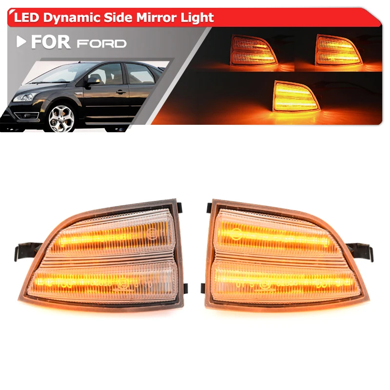 2X Per Ford Focus St/Mk2 Ghia Cc 05-07 C-Max 03-10 Dynamic Side Wring Specchietto Retrovisore Indicatori Di Direzione Ripetitori