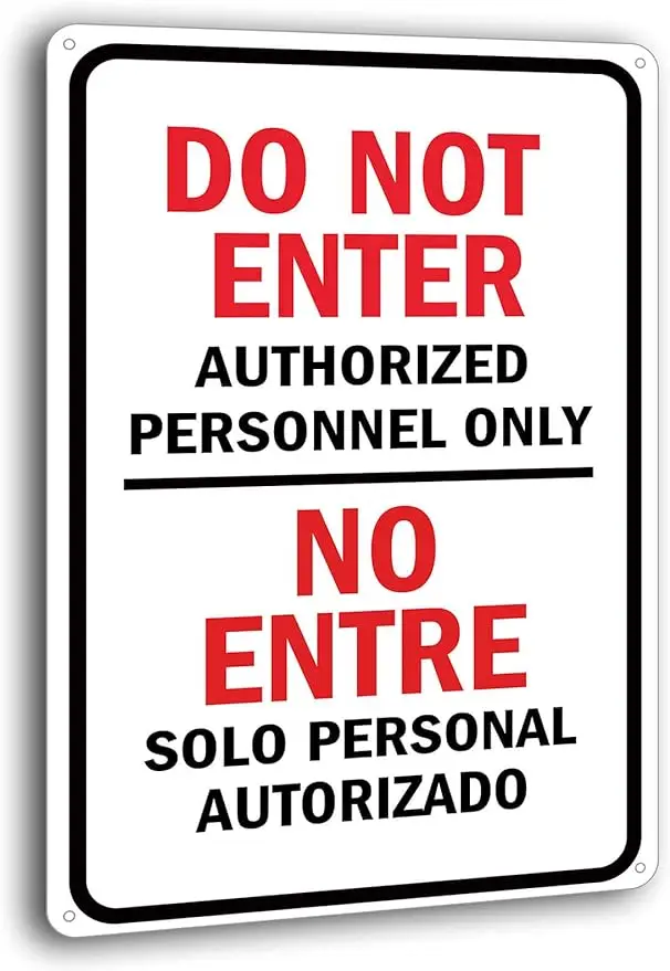 

BAYABU Bilingual Do Not Enter Authorized Personnel Only/No Entre Solo Personal Autorizado Nostalgic Retro Metal Sign 8x12in Gift