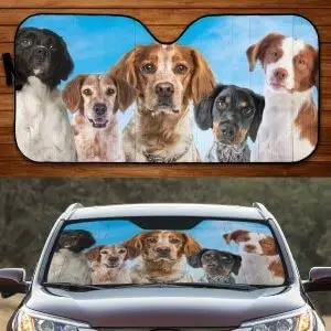 

Funny Brittany Spaniel Team Blue Pattern Summer Car Sunshade, Brittany Spaniel Auto Car Sunshade For Car Decor, Car Windshield D