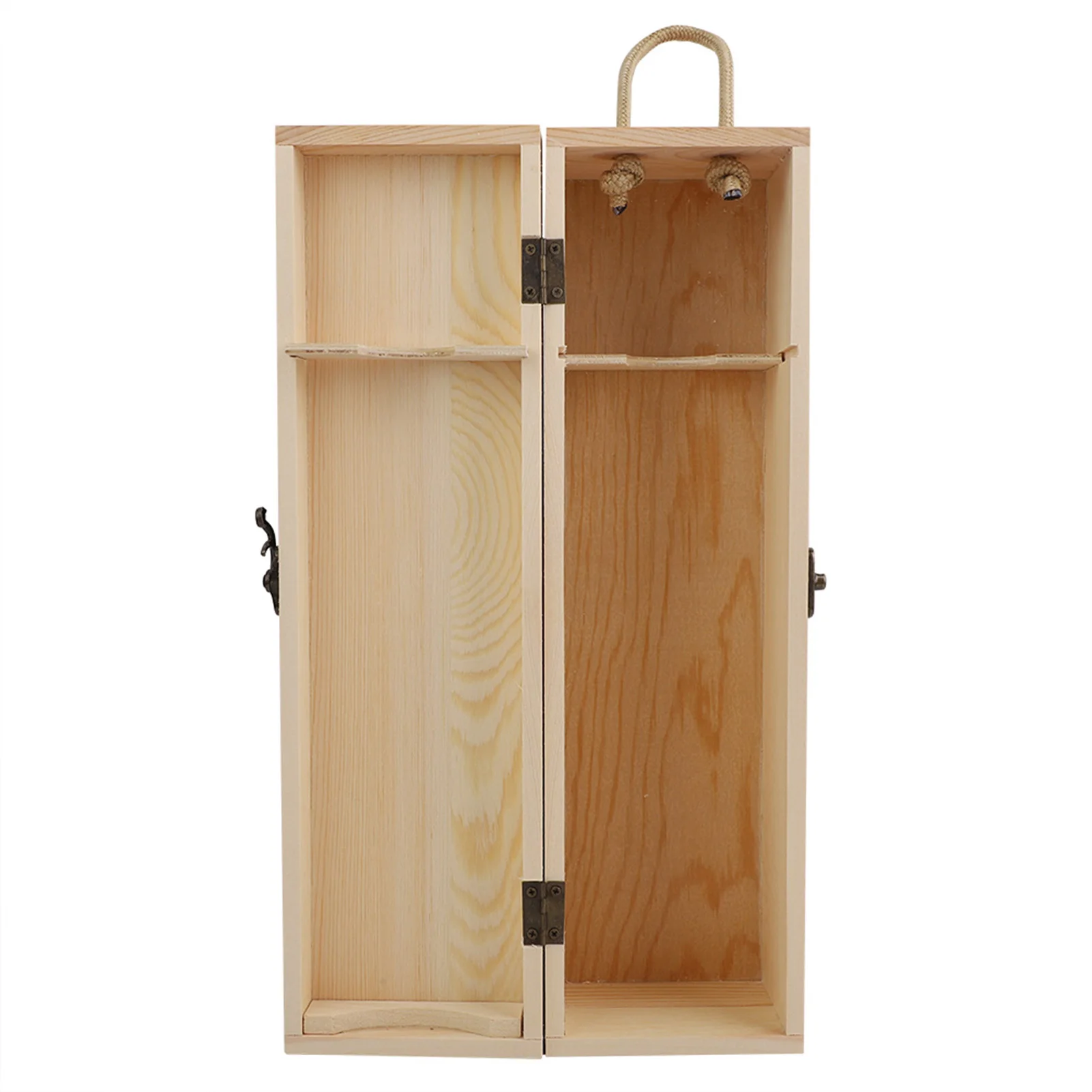 Twine Wooden Box for Wine Storage, Great for Wine Accessories, Wine Gift Box for Any Occasion, Exposed Wood Grain 3