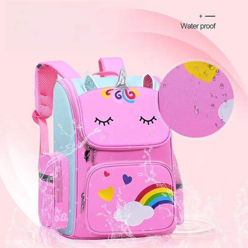 Girl School Backpack With Large Capacity Waterproof Unicorn Print