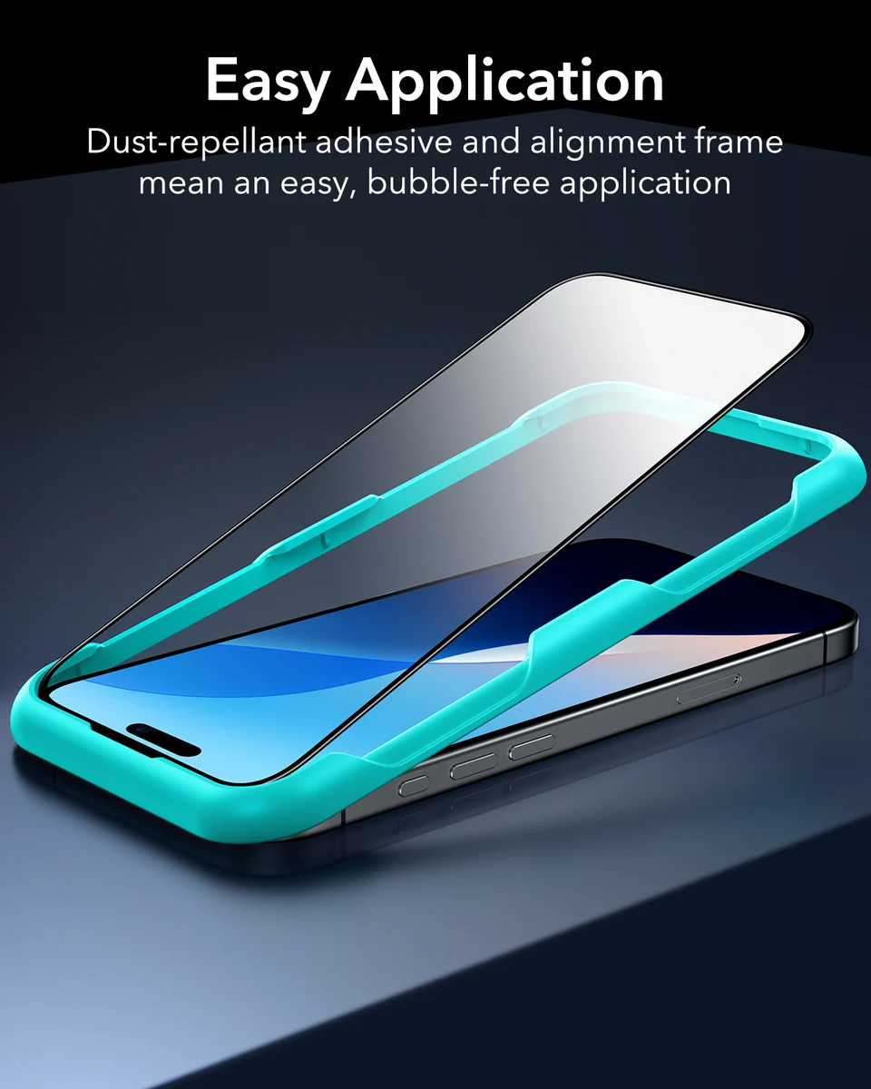 ESR Tempered-Glass Screen Protector iPhone 13/14/15/16/17 Pro Max HD Clear Anti-spy Screen Firm For iPhone 17Air&16/15 Plus&16e — view 3