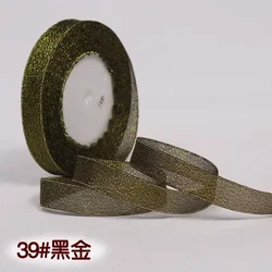 Sparkling Glitter Ribbon - 25 Yards of Elegant Crafting and Wedding Decor Material - 6mm  Glitter (Black gold)