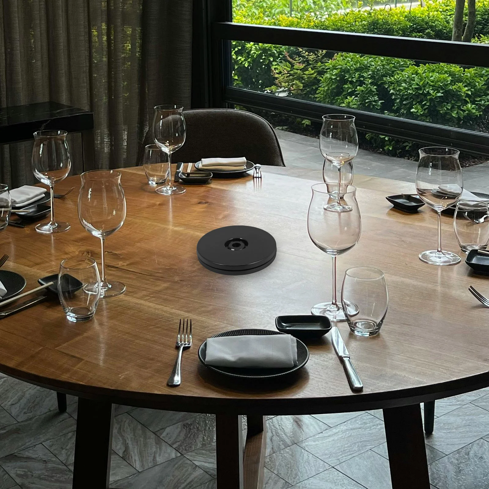 Black Acrylic 360Degree Rotation Table Turnbase Dining Plate Kitchen ganizer Small Turntable Swivel Stand Serving Platter